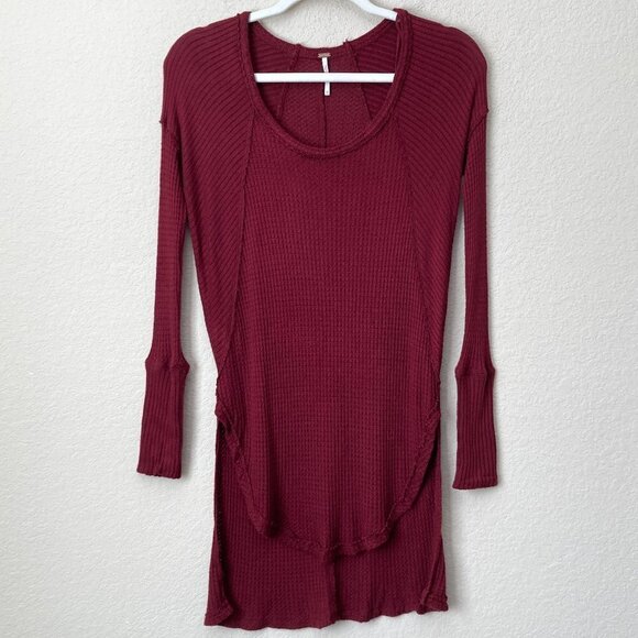 Free People Ventura Slouchy Thermal Waffle Knit Oversized Tunic Top - Picture 3 of 13